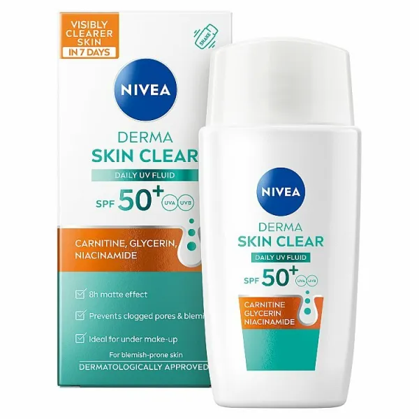 NIVEA Derma Skin Clear ľahký ochranný fluid SPF 50+ 40 ml