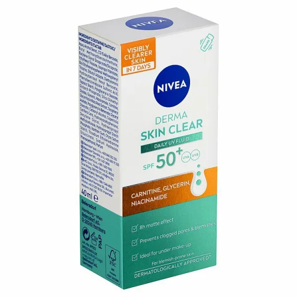 NIVEA Derma Skin Clear ľahký ochranný fluid SPF 50+ 40 ml