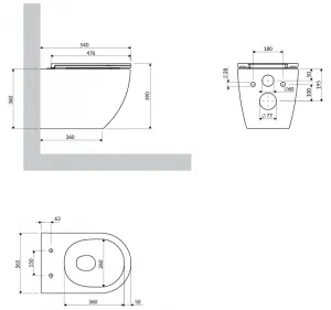 OMNIRES - OTTAWA COMFORT Závesná misa SILENT POWER™ sedátko SOFT, 54 x 37 cm, biela matná OTTAWACSPMWBM
