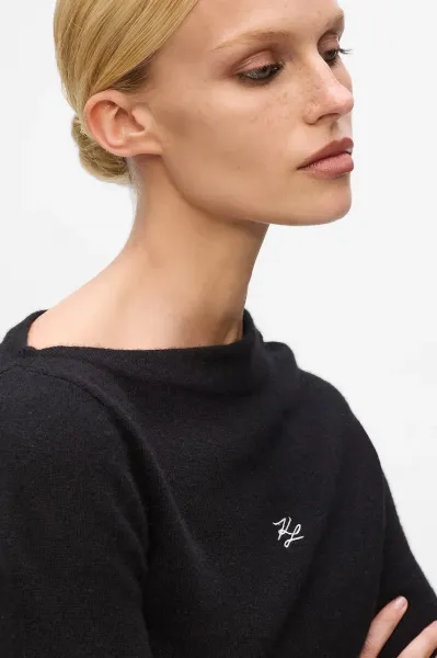 Sveter Karl Lagerfeld Elegant Cashmere Sweater Black