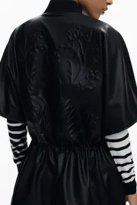 Bunda Desigual REVIVAL RICHMOND čierna farba, prechodná, oversize, 25WAIP04