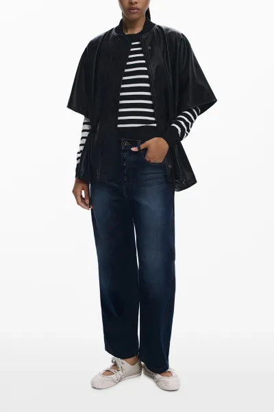 Bunda Desigual REVIVAL RICHMOND čierna farba, prechodná, oversize, 25WAIP04