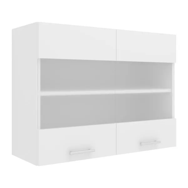 VCM Horní kuchyňská skříňka Esilo, 80 cm, 2 skleněná dvířka, bílá