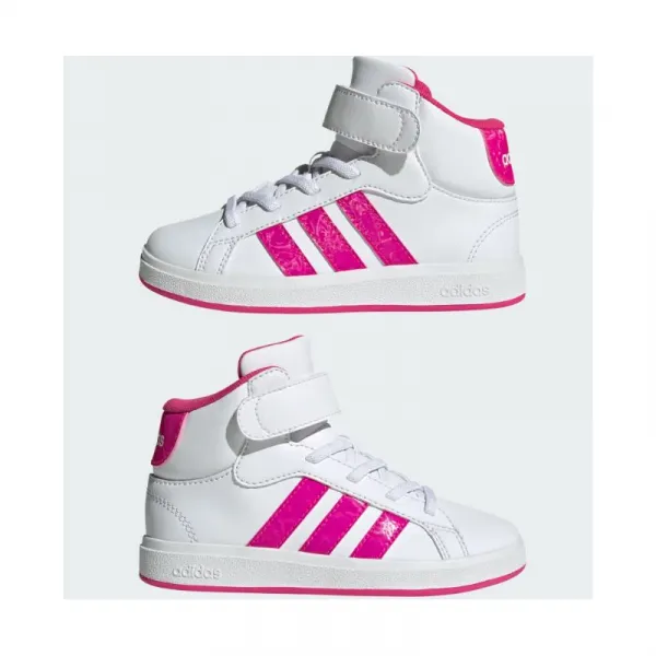 Dievčenská rekreačná obuv ADIDAS Grand Court Mid K cloud white shock pink grey two