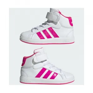 Dievčenská rekreačná obuv ADIDAS Grand Court Mid K cloud white shock pink grey two