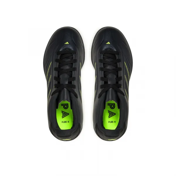 Chlapčenské futbalové kopačky halové ADIDAS Copa Pure III Club K IN core black dgh solid grey lucid lemon