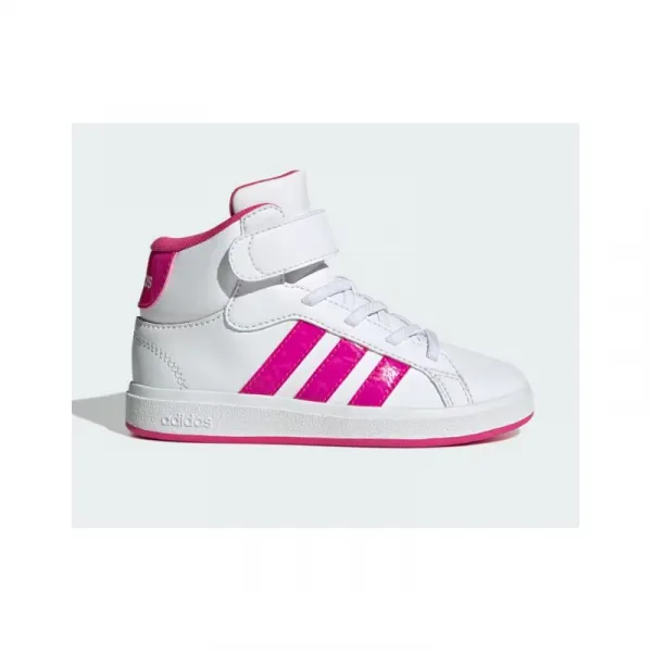 Dievčenská rekreačná obuv ADIDAS Grand Court Mid K cloud white shock pink grey two