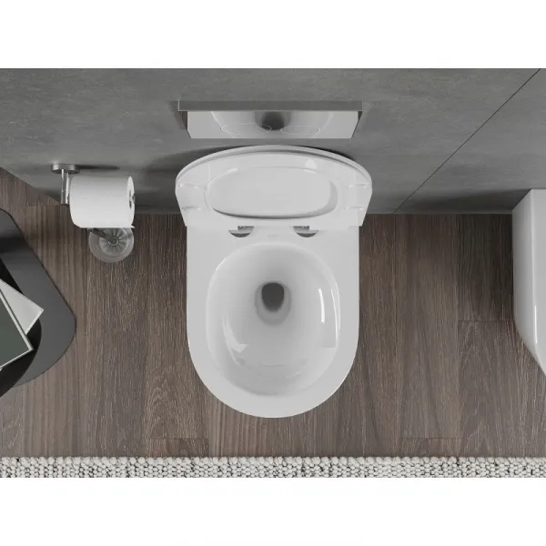 MEXEN/S - Rico Závesná WC misa Rimless Tornado vrátane sedátka s slow slim, duroplast, biela lesk 30720100T