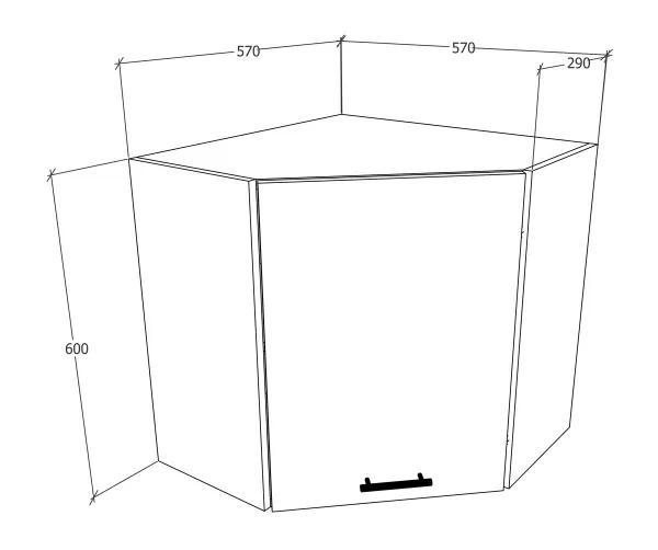 VCM Horní rohová kuchyňská skříňka Esilo, 57 cm, bílá