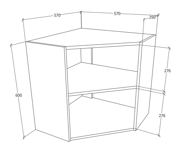 VCM Horní rohová kuchyňská skříňka Esilo, 57 cm, bílá