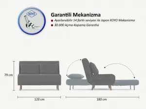 Hanah Home Dvoumístná rozkládací pohovka Seater Folde světle šedá