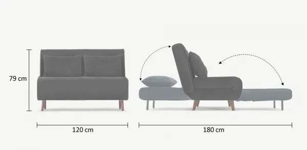 Hanah Home Dvojmiestna rozkladacia pohovka Seater Folde tmavošedá