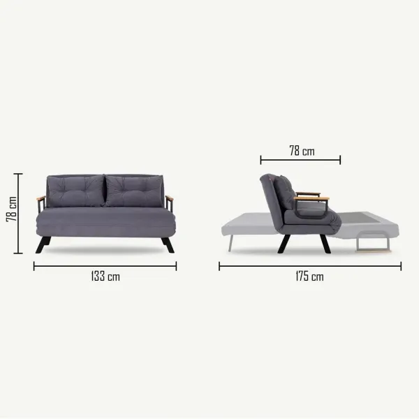 Hanah Home Dvoumístná rozkládací pohovka Seater Sando černá