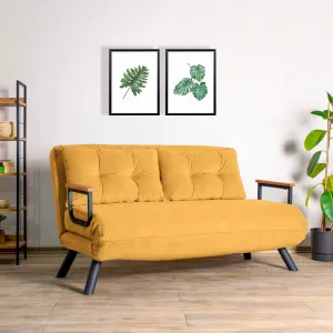 Hanah Home Dvoumístná rozkládací pohovka Seater Sando hořčicová