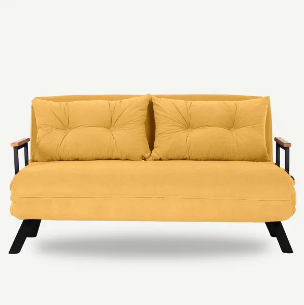 Hanah Home Dvoumístná rozkládací pohovka Seater Sando hořčicová