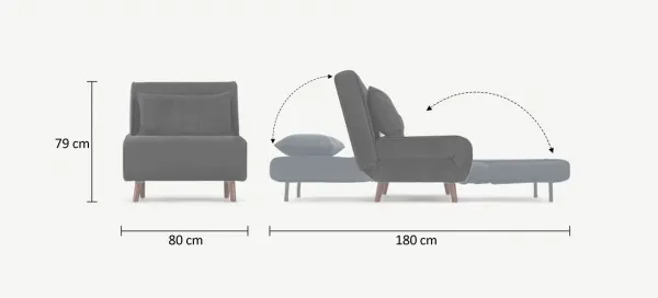 Rozkladacie kreslo Folde Single - Light Grey