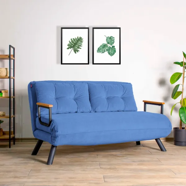 Hanah Home Dvoumístná rozkládací pohovka Seater Sando modrá