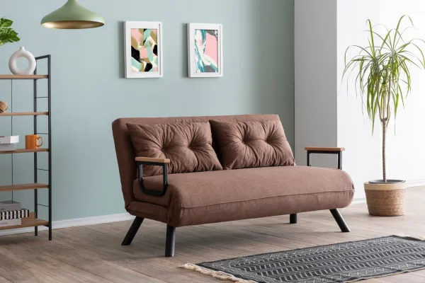 Hanah Home Dvoumístná rozkládací pohovka Seater Sando světle hnědá