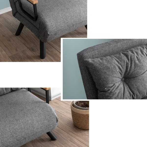 Hanah Home Rozkládací křeslo Single Sando světle šedé