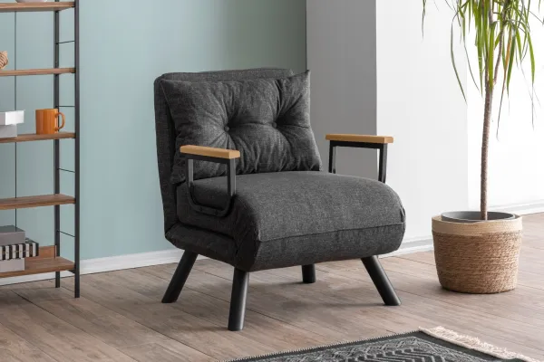 Hanah Home Rozkládací křeslo Single Sando tmavě šedé
