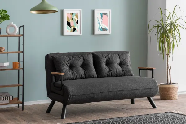 Hanah Home Dvoumístná rozkládací pohovka Seater Sando tmavě šedá