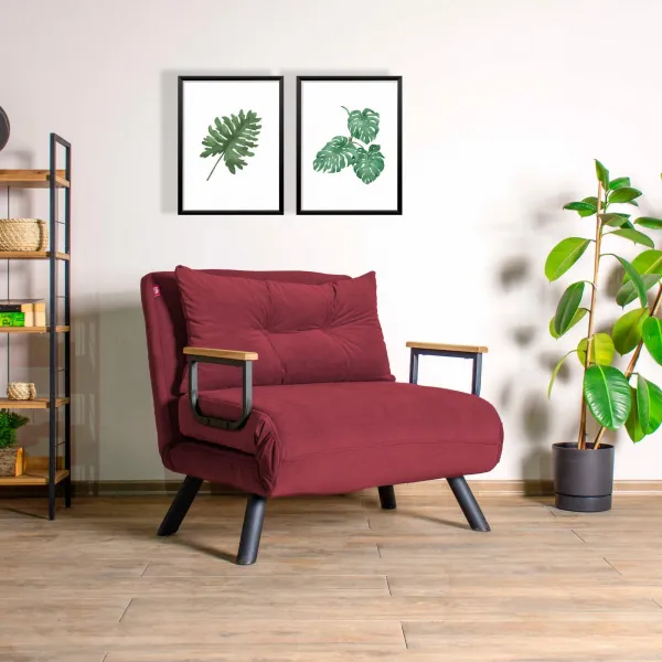 Hanah Home Rozkládací křeslo Single Sando bordó