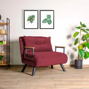 Hanah Home Rozkládací křeslo Single Sando bordó