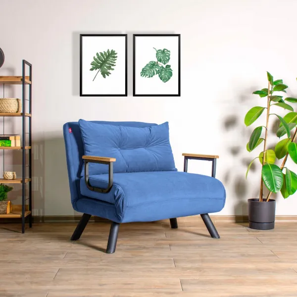 Hanah Home Rozkládací křeslo Single Sando modré
