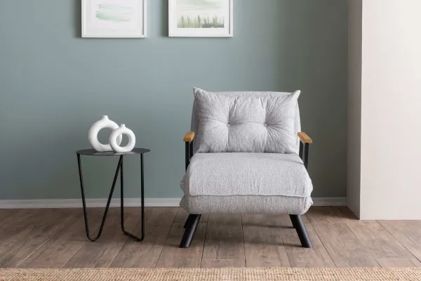 Hanah Home Rozkládací křeslo Single Sando šedé II