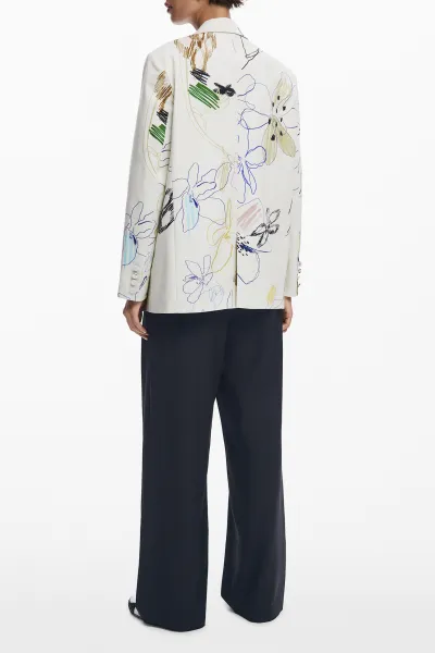 Sako Desigual ARTY béžová farba, jednoradové, vzorované, 25WWEW21