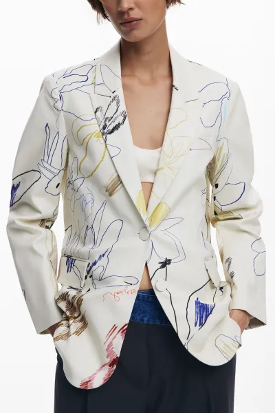 Sako Desigual ARTY béžová farba, jednoradové, vzorované, 25WWEW21