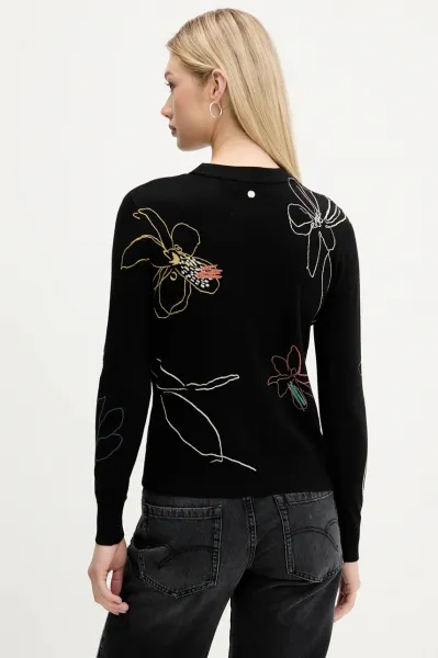 Sveter Desigual ARTY čierna farba, ľahký, 25WWJF33