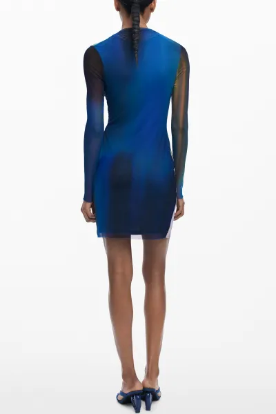 Šaty Desigual SHIRA modrá farba, mini, priliehavé, 25WWVK43