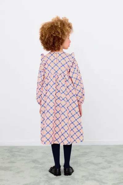 Dievčenské šaty Tinycottons FLOWER GRID PRINT DRESS
