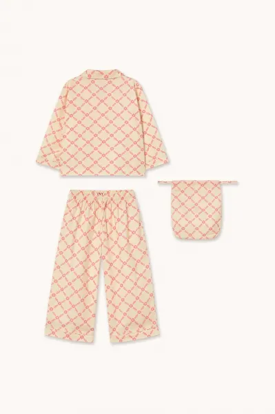 Detské bavlnené pyžamo Tinycottons FLOWER GRID SET