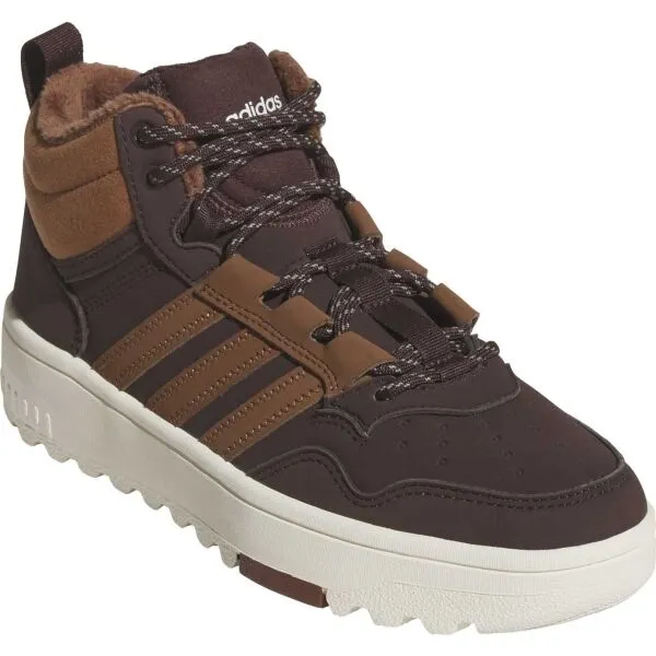 adidas HOOPS 4.0 MID WINTERIZED J Chlapčenské zimné tenisky, hnedá, veľkosť 36