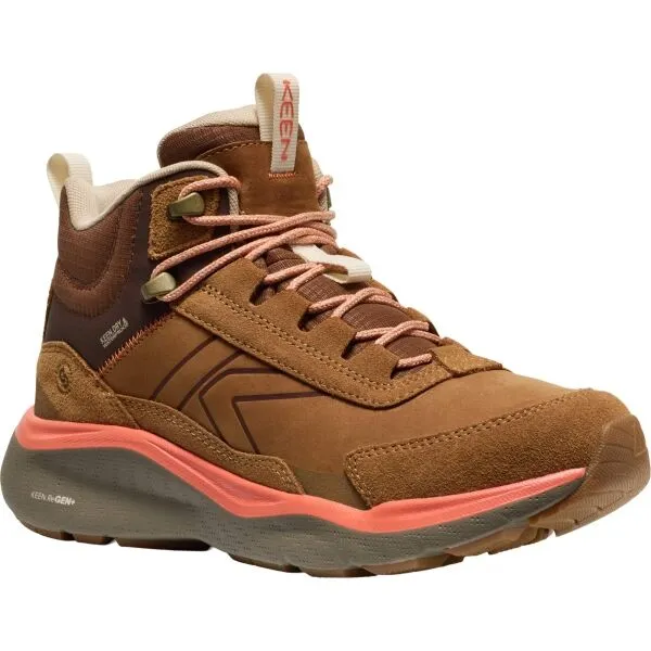 Keen LEIKI LEATHER MID WP Dámska treková obuv, hnedá, veľkosť 37