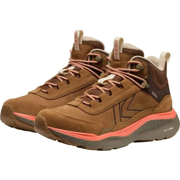 Keen LEIKI LEATHER MID WP Dámska treková obuv, hnedá, veľkosť 37
