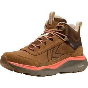 Keen LEIKI LEATHER MID WP Dámska treková obuv, hnedá, veľkosť 37