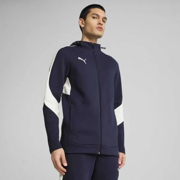 Puma TEAMEVOSTRIPE HOODED JACKET Pánska bunda, tmavo modrá, veľkosť