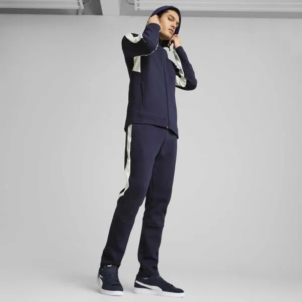 Puma TEAMEVOSTRIPE HOODED JACKET Pánska bunda, tmavo modrá, veľkosť