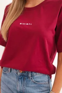 Legínovo Dámska bavlnená blúzka s potlačou Minimal béžová Farba: Bordová, Veľkosť: UNI
