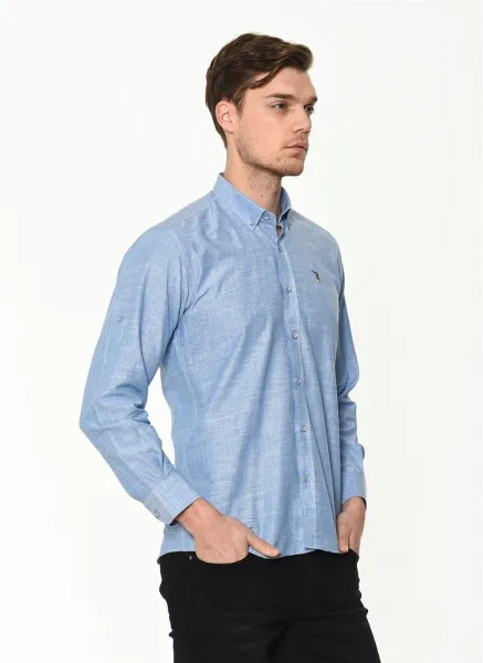G681 DEWBERRY MEN'S SHIRT-BLUE