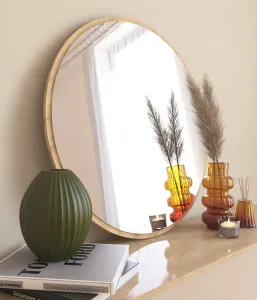 Kalune Design Kulaté nástěnné zrcadlo Ozze 60 cm hnědé