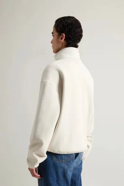 Mikina Woolrich Interlock Fleece Half Zip Milky Cream