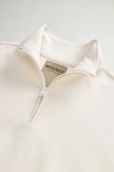 Mikina Woolrich Interlock Fleece Half Zip Milky Cream