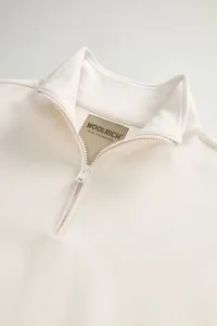 Mikina Woolrich Interlock Fleece Half Zip Milky Cream