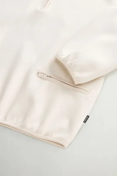 Mikina Woolrich Interlock Fleece Half Zip Milky Cream