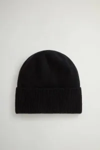 Čapica Woolrich Cashmere Ribbed Beanie Black