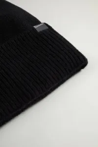 Čapica Woolrich Cashmere Ribbed Beanie Black